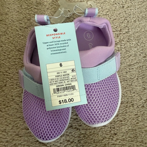 NWT Toddler Girls Cat & Jack Size 6 Purple Mesh water shoes - Picture 3 of 4